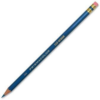 Prismacolor Col-Erase Pencil with Eraser, Blue Lead, Blue Barrel, Dozen