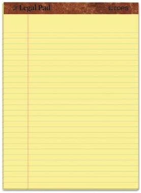 TOPS The Legal Pad Writing Pads, 8-1/2" x 11-3/4", Canary Paper, Legal Rule, 50 Sheets