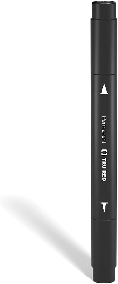 TRU RED Twin Tip Permanent Markers, Black, Fine/Ultra Fine, 12/Carton