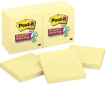 Post-it Super Sticky Notes, 12 Sticky Note Pads, 3 x 3 in., School Supplies