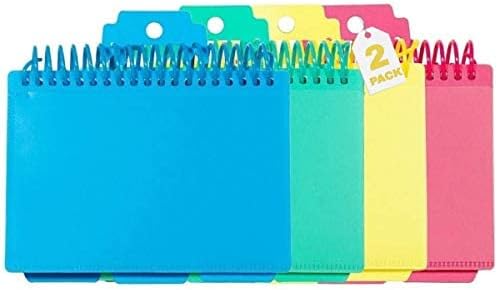 1InTheOffice Spiral Bound Index Cards 3x5, Ruled With Tabs, Assorted Colors, 2 Pack