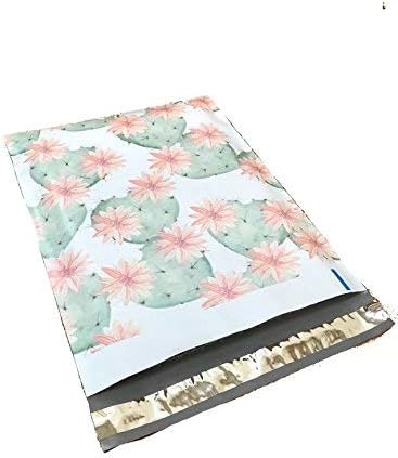 10x13 - Flowering Cactus Succulents Designer Printed Poly Mailers Shipping Envelopes Self