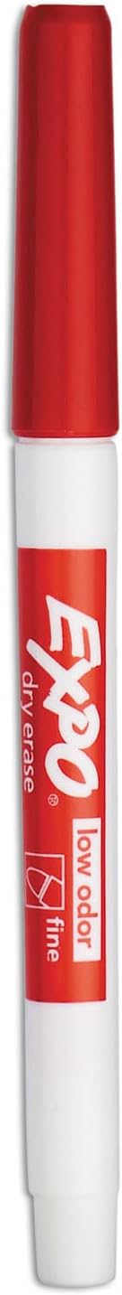 EXPO Dry Erase Markers, Low Odor Ink, Red, Fine Tip, 12 Count - Whiteboard, Calendar