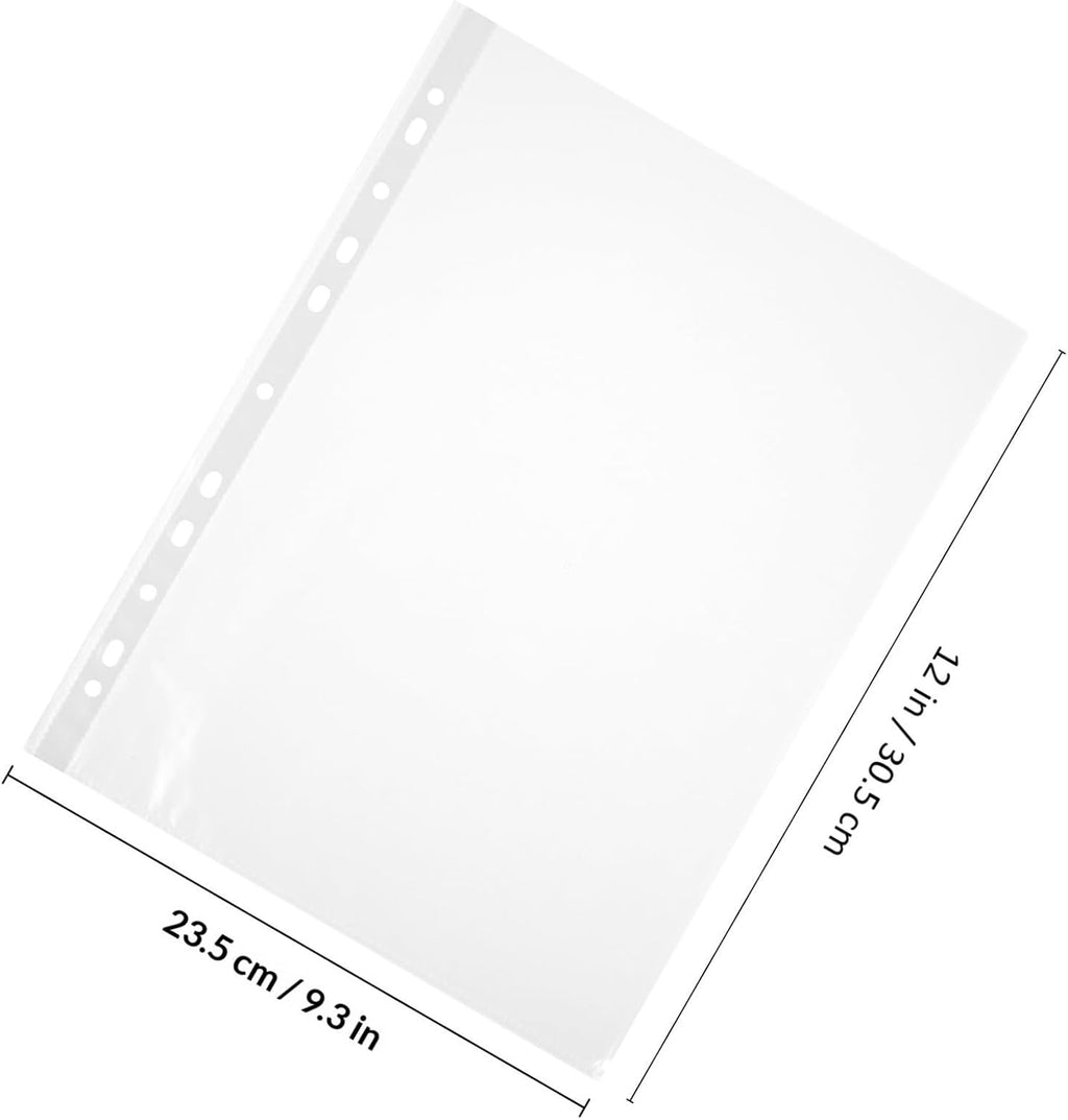100pcs PP Sheet Protectors, 11 Hole Binder Sleeves Top Loading