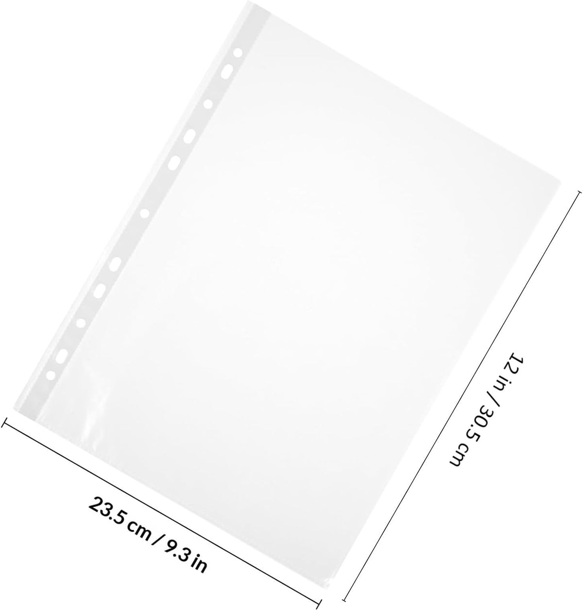 100pcs PP Sheet Protectors, 11 Hole Binder Sleeves Top Loading