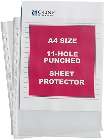 C-Line Size A4 Sheet Protectors, Standard Gauge, 8.25 x 11.75 inches, 50 per Box (08037)