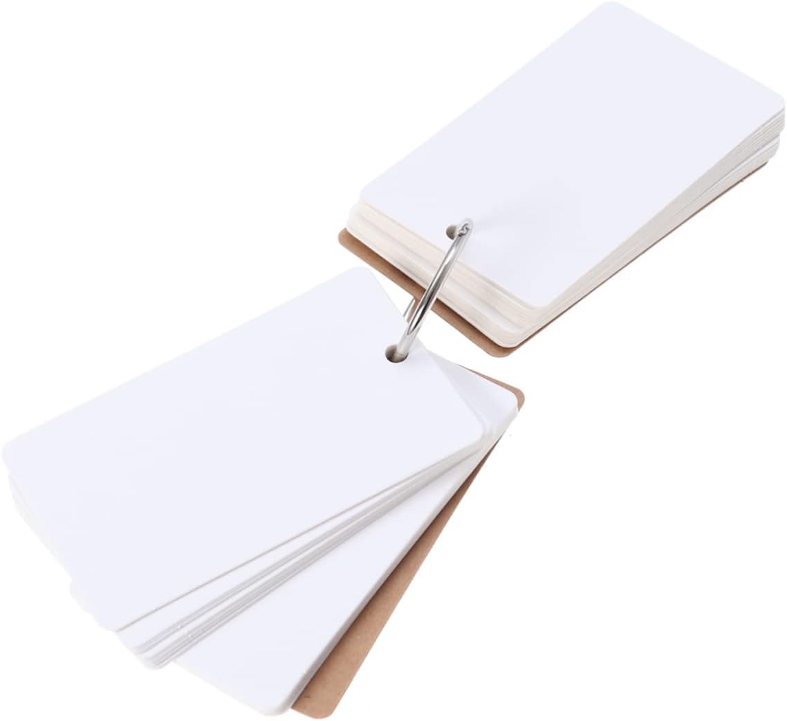 50 Page White Kraft Paper Index Cards with Binder Rings