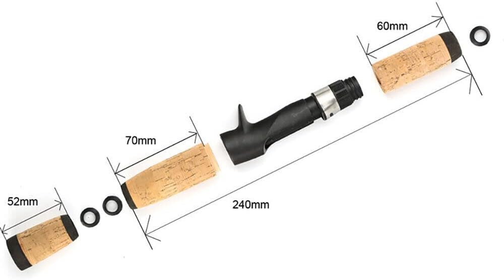 TEAMWILL 1 Set Composite Cork Spinning Fishing Rod Handle Split Handle Grips Replacement