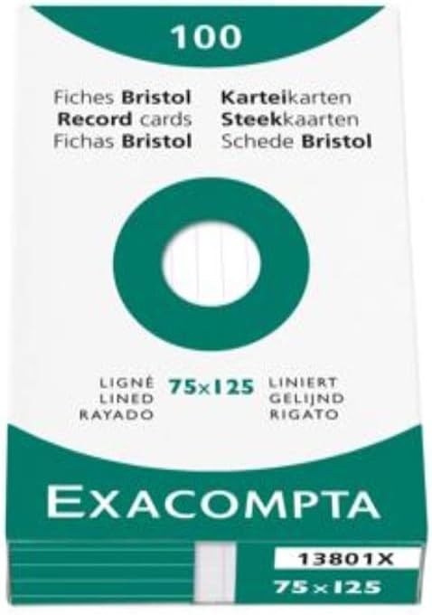 Exacompta Index Cards 3X5 Inch 100Pk