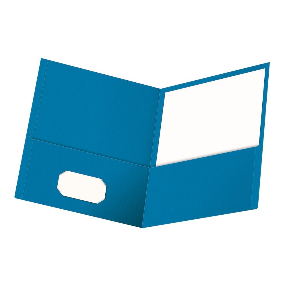 Oxford Twin-Pocket Folders, Textured Paper, Letter Size, Dark Blue, Holds 100 Sheets