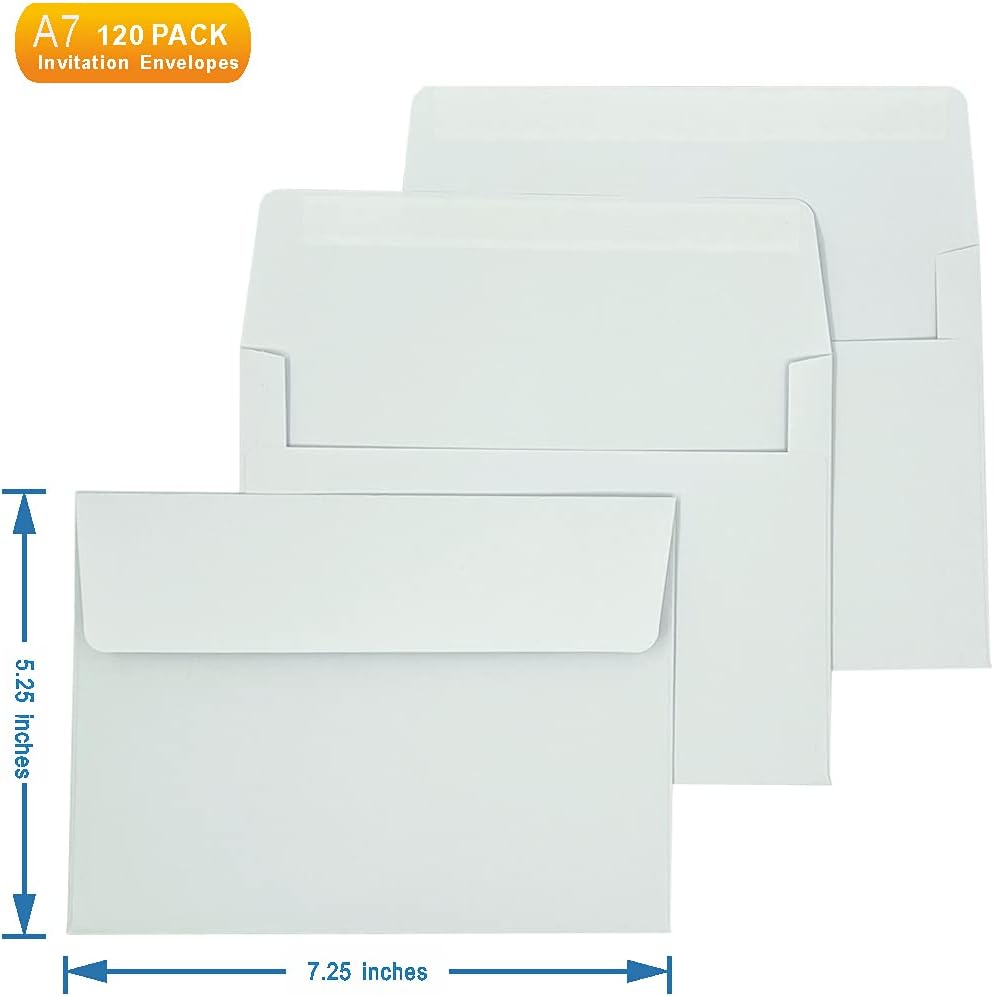 A7 Invitation envelopes （120 PCS 5.25x7.25 in） - windowless design 120GSM white paper
