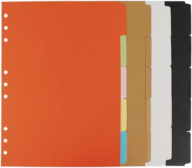 4 Pack B5 Binder Index Dividers 5 Tabs 9 Hole Punched Round Ring Binder Divider Planner