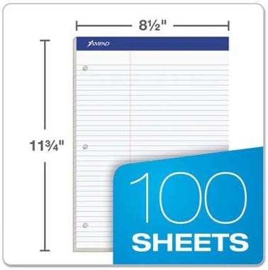 Ampad 20345 Double Sheets Pad, Law Rule, 8 1/2 x 11 3/4, White, 100 Sheets