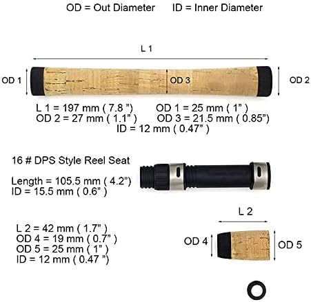 Acxico 1 Set of Spinning Fishing Rod Building Repair Composite Cork Handle Grip and Reel
