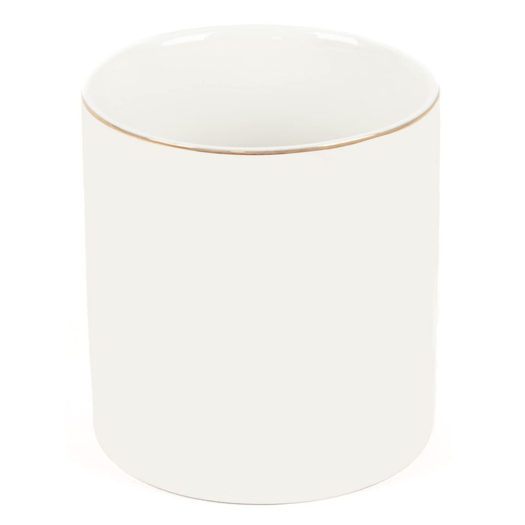 HANKOR Ceramic Pencil Holder for Desk - Cute Gold Trim Pen Aesthetic Makeup Brush Cup