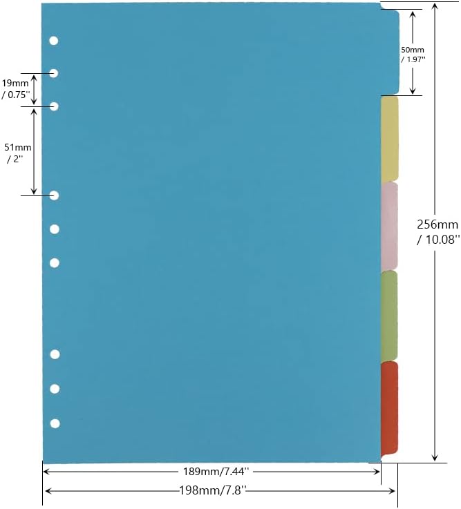 4 Pack B5 Binder Index Dividers 5 Tabs 9 Hole Punched Round Ring Binder Divider Planner