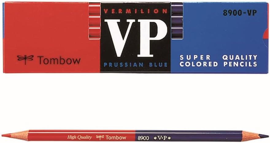 Tombow 8900-VP 8900 VP Red Blue Pencils, Round Shaft, Red Indigo, 1 Dozen