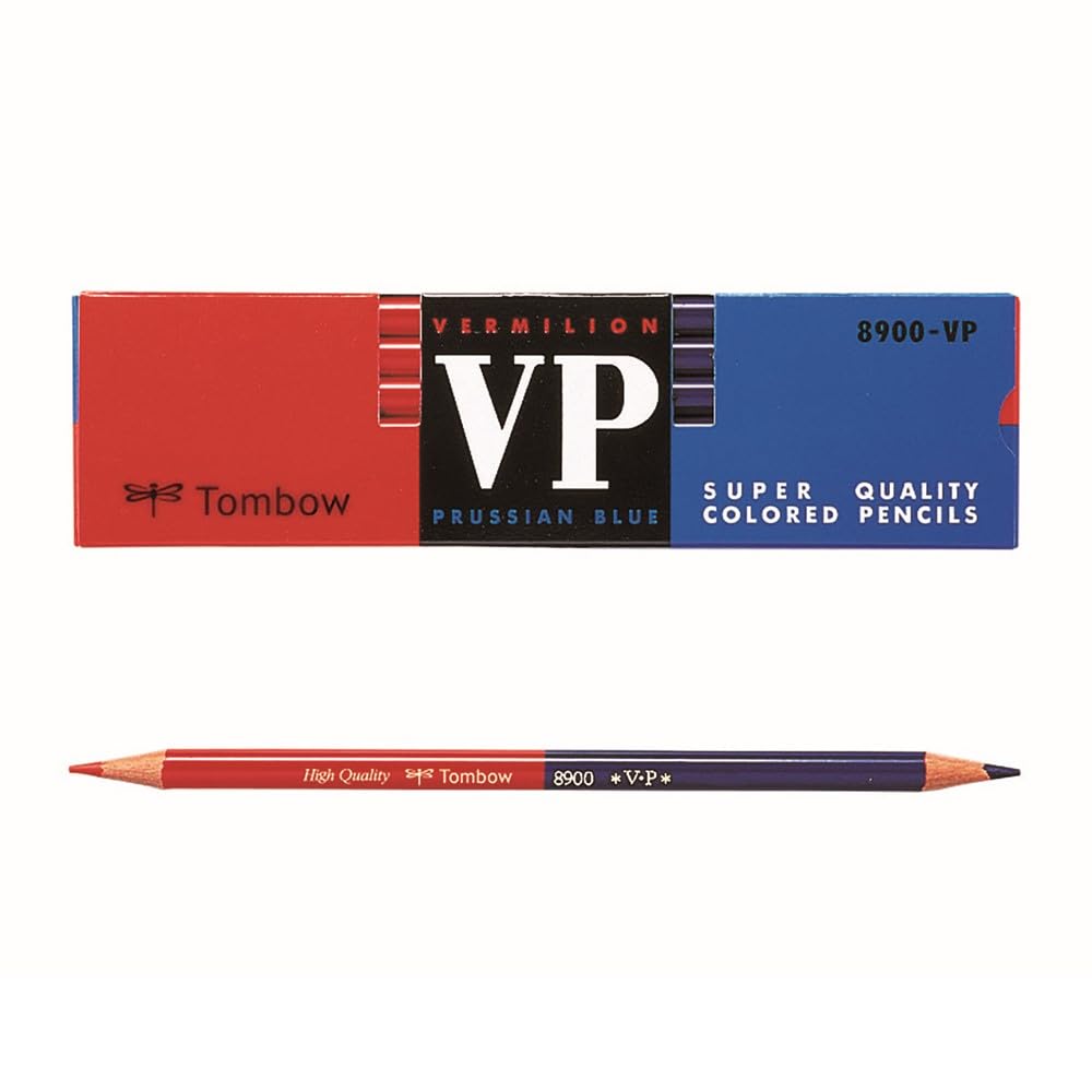 Tombow 8900-VP 8900 VP Red Blue Pencils, Round Shaft, Red Indigo, 1 Dozen