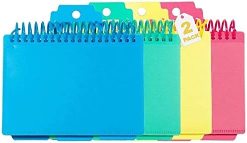1InTheOffice Spiral Bound Index Cards 3x5, Ruled With Tabs, Assorted Colors, 2 Pack