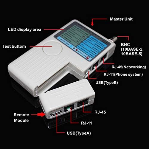 4 in 1 Network Cable Tester Multi Functional for RJ11 RJ45 USB BNC LAN Cable Wire Tester