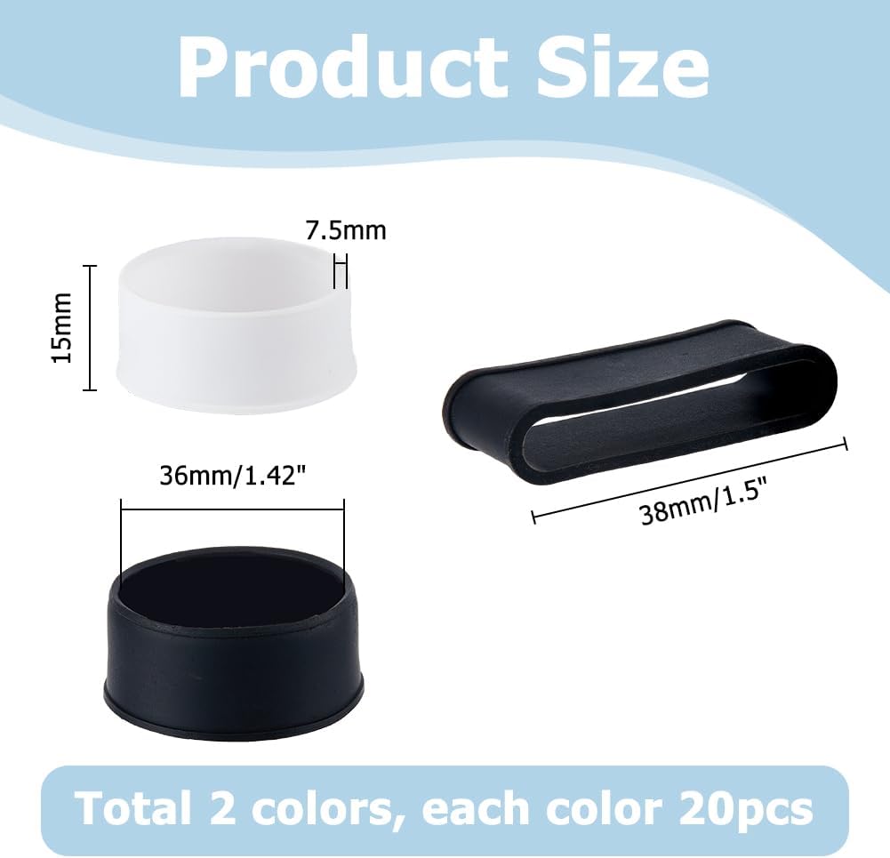40pcs Tennis Racket Grip Ring 2 Colors Rubber Silicone Racquet Grip Ring Pickleball