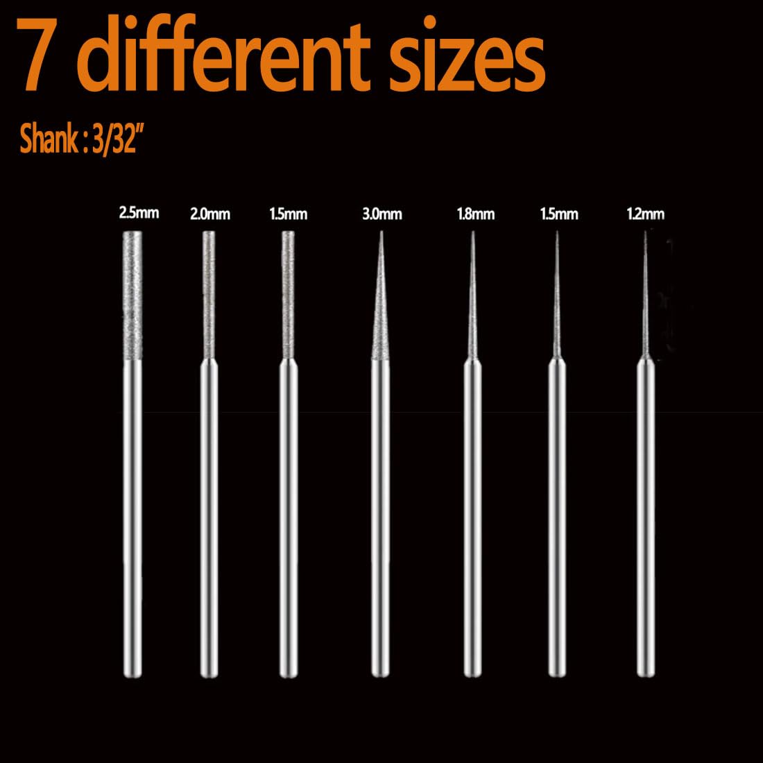 35Pcs 3/32" Shank Expanding Hole Diamond Burr Bead Reamer