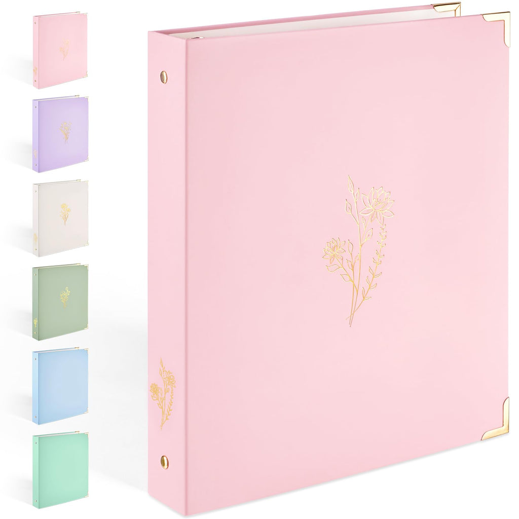 Sooez 3 Ring Binder 1 Inch with Foil Stamping & Metal Corner, Letter Size
