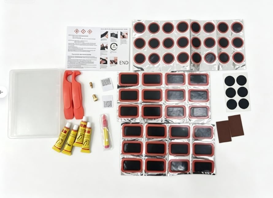 80 Pcs Bike Tire Repair Kit, Self-Adhesive Bike Tire Patch Kit with Portable Storage Box