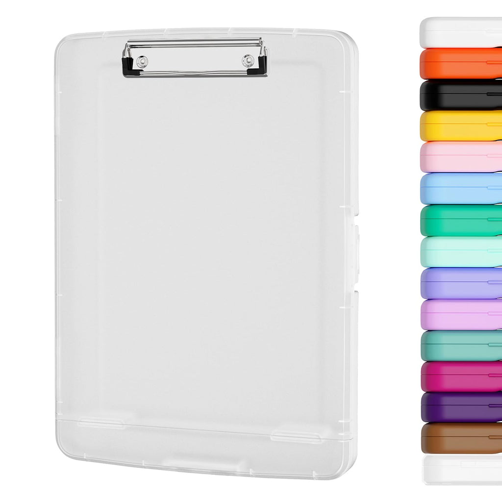 Piasoenc Clipboard with Storage, 8.5 x 11 Clip Board with Pen Holder, Red