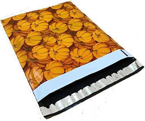 10x13 - Fall Pumpkin Designer Printed Poly Mailers Shipping Envelopes Self Sealing