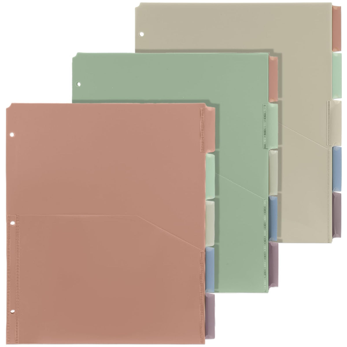 3 Sets 5 Tab Binder Dividers with Pockets for 3 Ring Plastic Binders 8.5 x 11 Inches 3