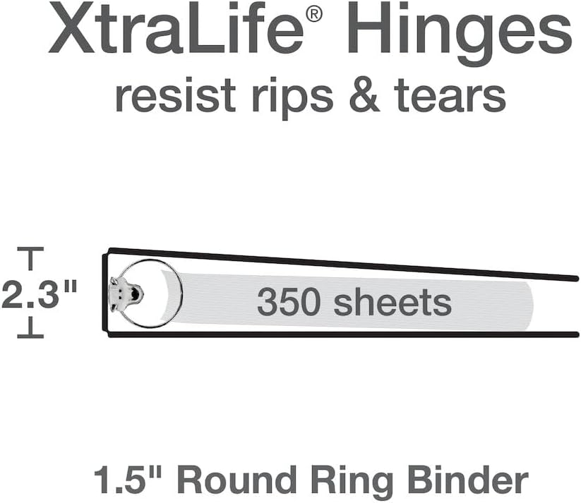 Cardinal 3 Ring Binders, Binders for School and Office, Durable 1.5 Inch, Round Rings