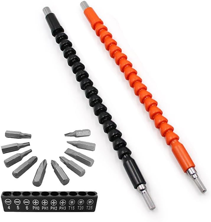 2 Pack Flexible Drill Bit Extension with 10 Drill Bit Sets