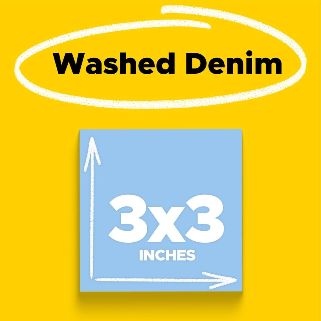 Post-it Super Sticky Notes, 3 x 3 in, Washed Denim, 5 Pads, 90 Sheets/Pad