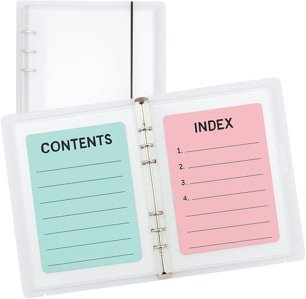 SHANGRLA Large 5x8 and 5x7 Index Card Binder Holder, 90 Pocket Capacity