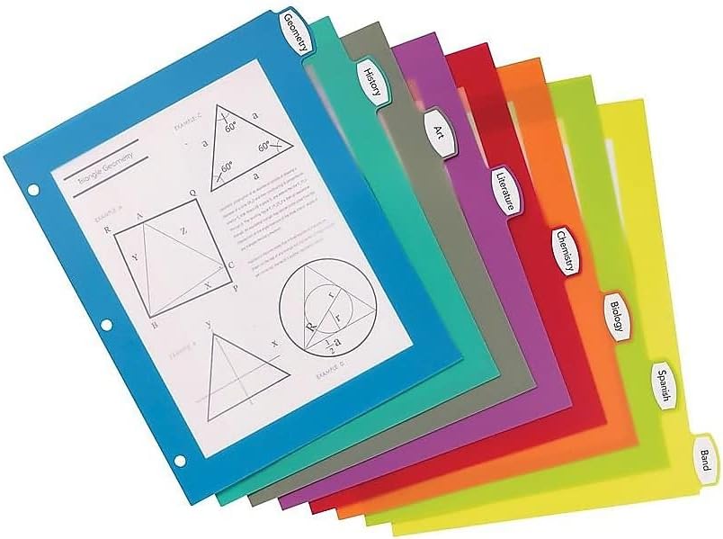 Avery Big Tab Ultralast Plastic Dividers with White Tab Labels, 8 Tabs, Multicolor (24901)
