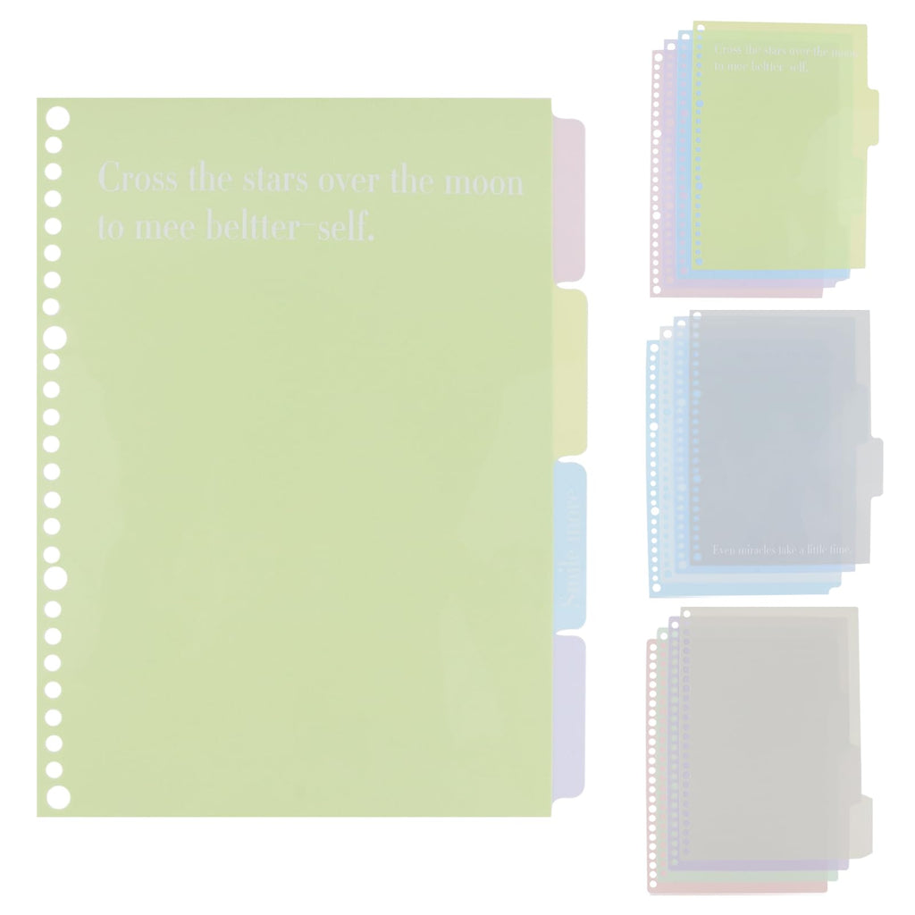 Wealrit 1 Set B5 Plastic Dividers,Index Divider with 26 Hole Punch,4 Color