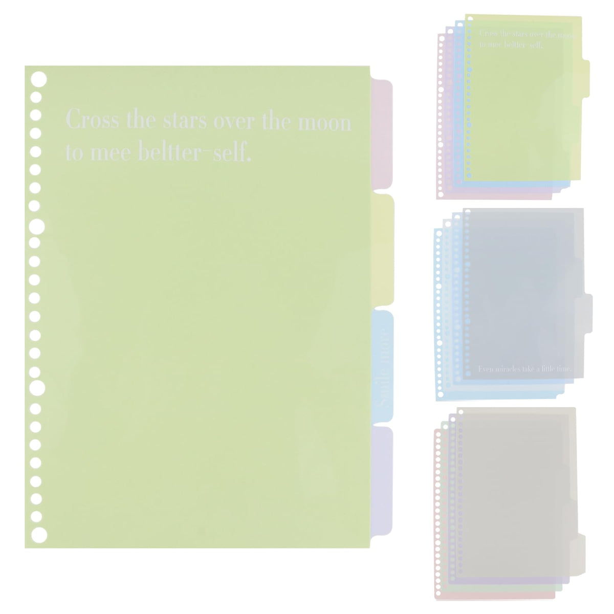 Wealrit 1 Set B5 Plastic Dividers,Index Divider with 26 Hole Punch,4 Color