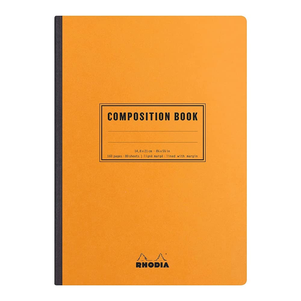 RHODIA 119208C - Flexible Notebook Cloth Back Composition Book Orange - A5 - Small