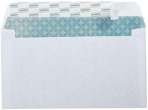 Staples #6.75 QuickStrip EasyClose Security-Tinted Envelopes, White