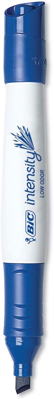 BIC Intensity Fineliner Marker Pen, XL Chisel Tip, Blue, 12-Count