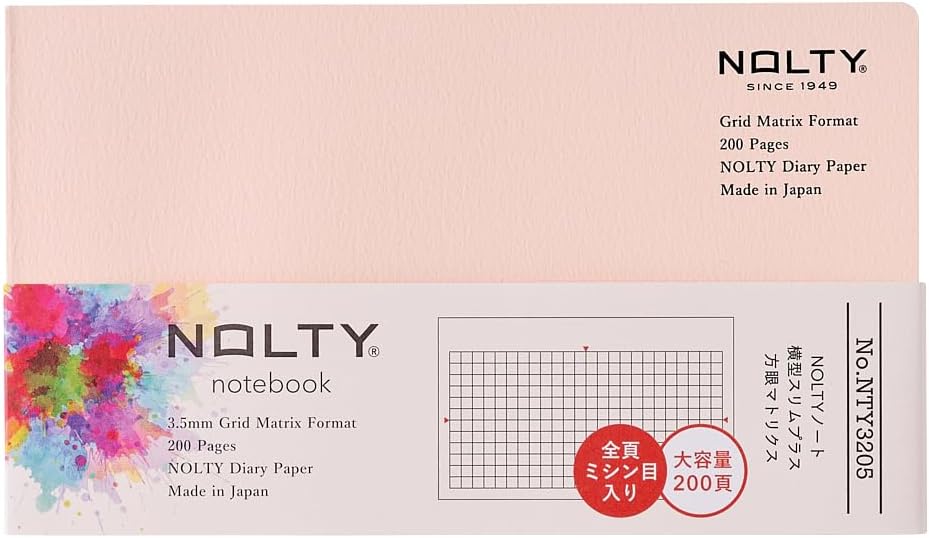 NOLTY NOTE Horizontal Slim Plus Graph Matrix, 3.5mm Grid, Pink, NTY3205