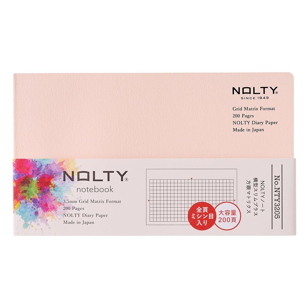 NOLTY NOTE Horizontal Slim Plus Graph Matrix, 3.5mm Grid, Pink, NTY3205