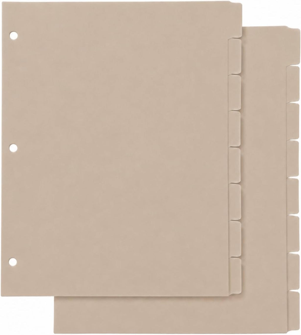 2 Set 8 Tab Brown Binder Dividers for 3 Ring Binder, Letter Size 8.5 x 11 Inch