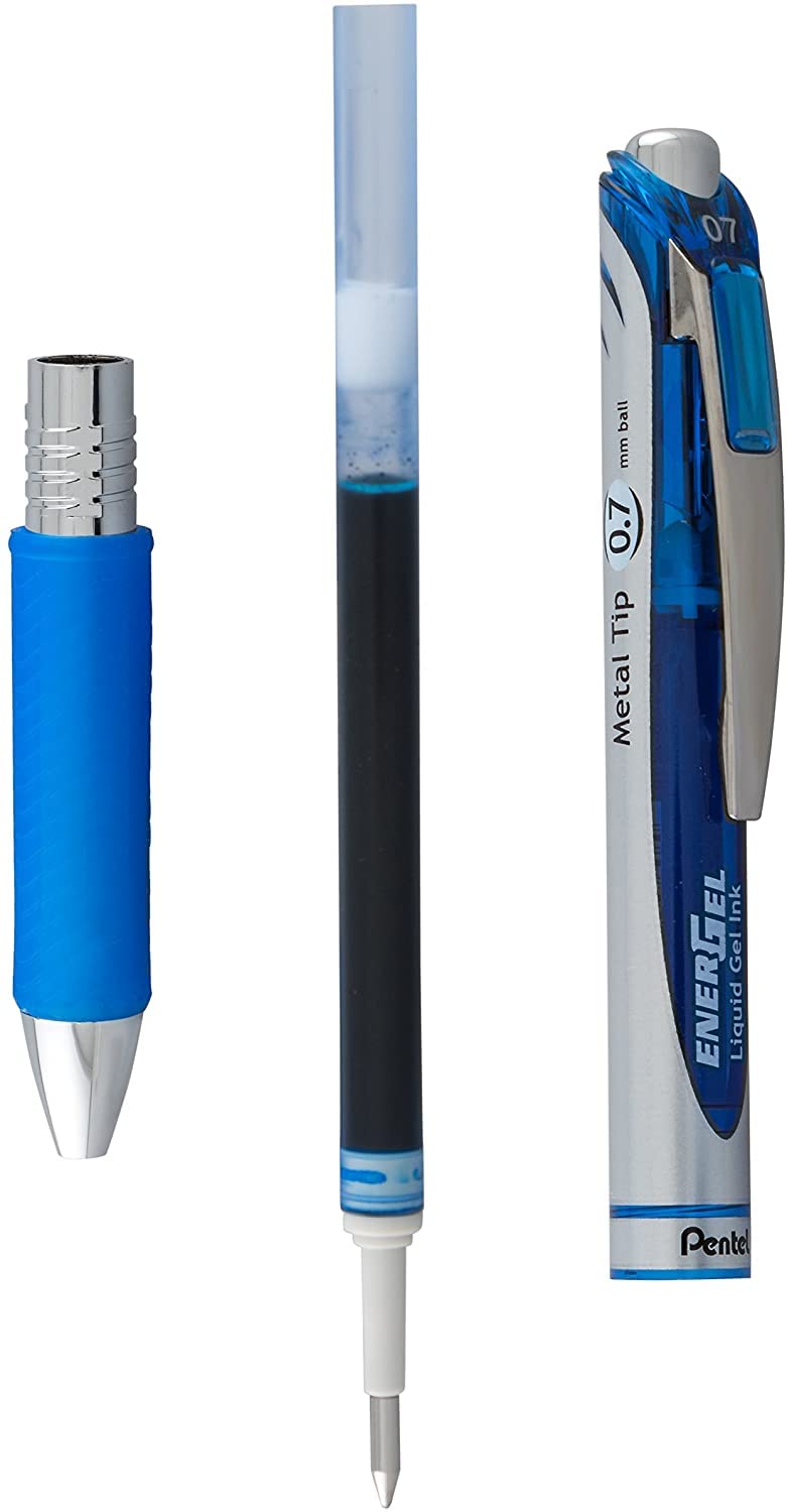Pentel EnerGel Deluxe RTX Retractable Liquid Gel Pen, 0.7mm Medium Line, Metal Tip, Blue