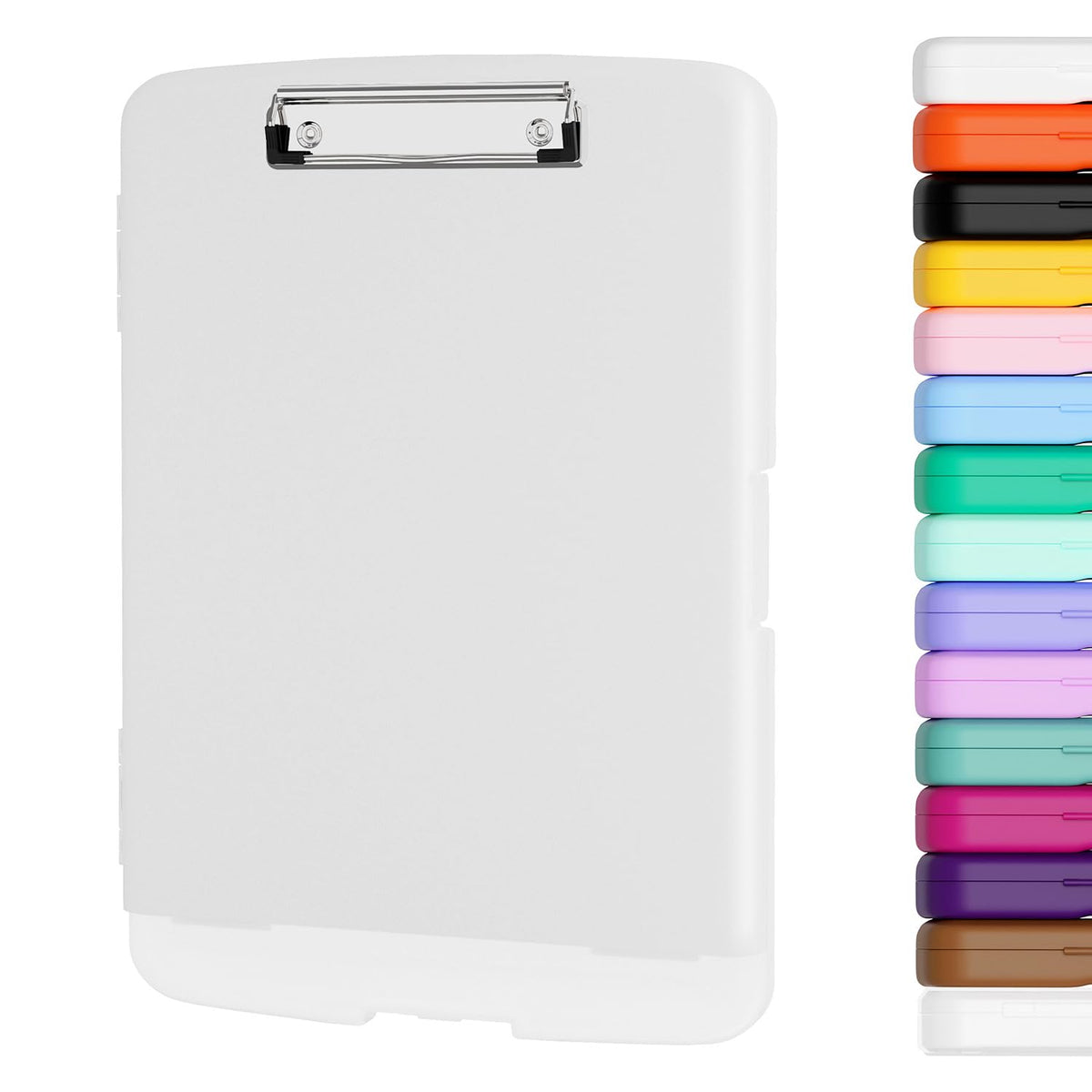 Piasoenc Clipboard with Storage, 8.5 x 11 Clip Board with Pen Holder, Red