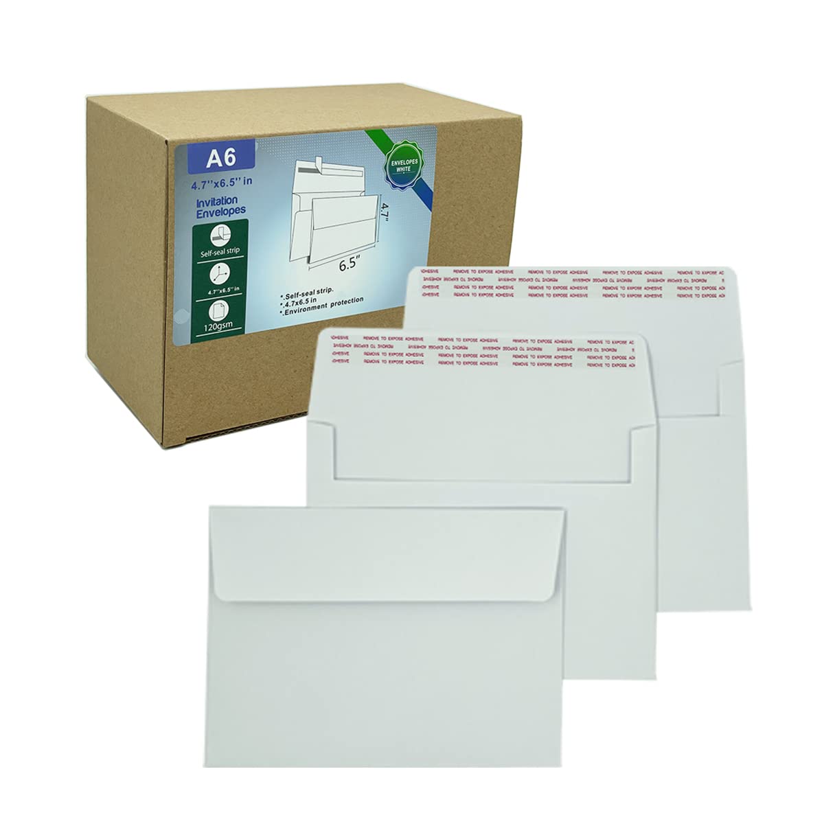 A7 Invitation envelopes （120 PCS 5.25x7.25 in） - windowless design 120GSM white paper