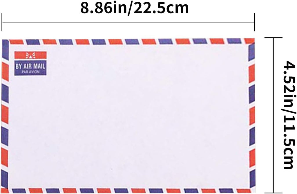 50 Pcs Airmail Envelopes with Commercial Flap, 4.5 x 8.9 Inches