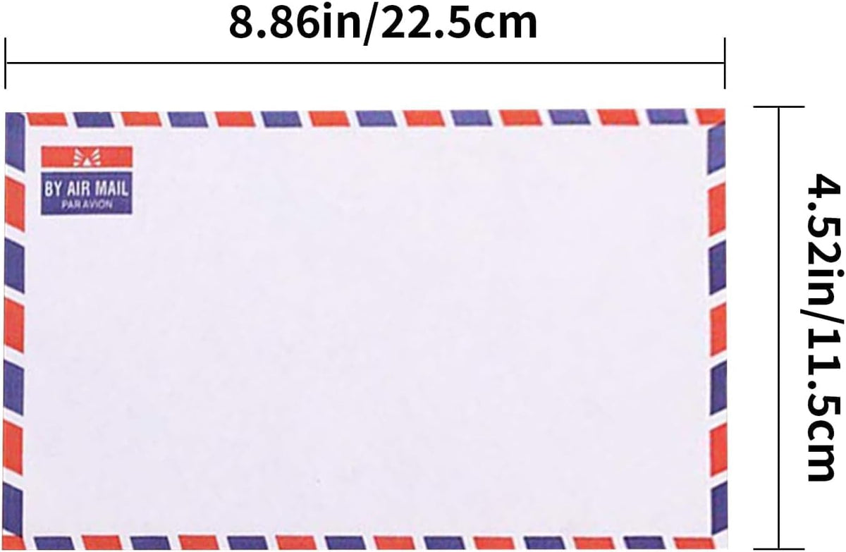 50 Pcs Airmail Envelopes with Commercial Flap, 4.5 x 8.9 Inches
