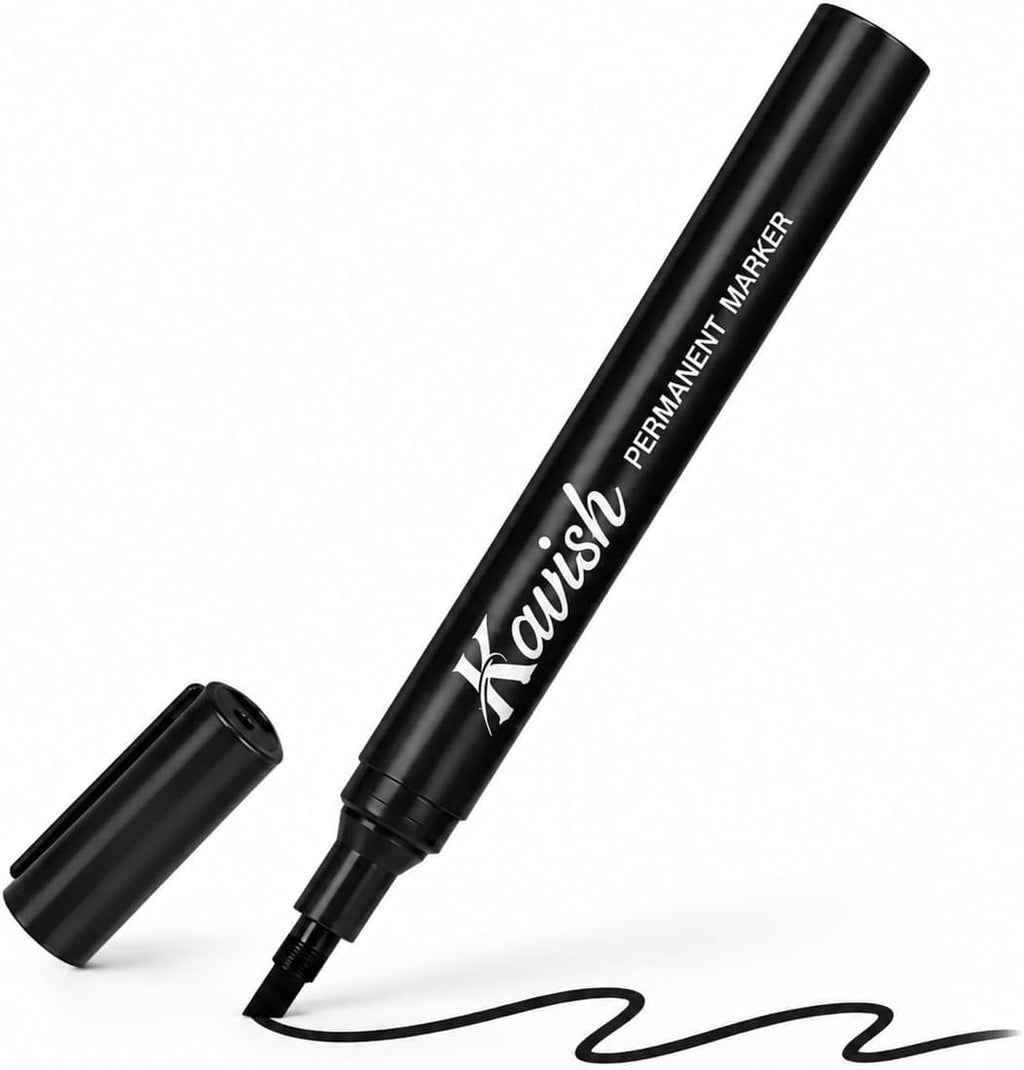 Kavish Permanent Markers 24 Pack, Black Ink, Chisel Tip, Quick Dry